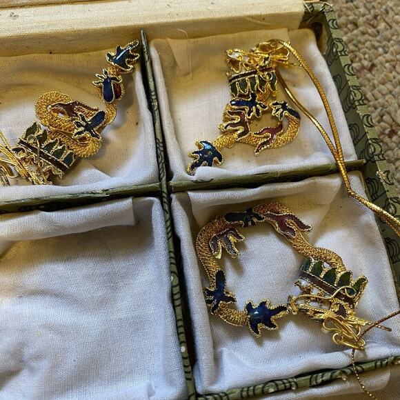 VTG Metal GoldPlated Lucky Dragon Chinese Lunar NewYear Ornaments Feng Shui Lot8 - Picture 2 of 6